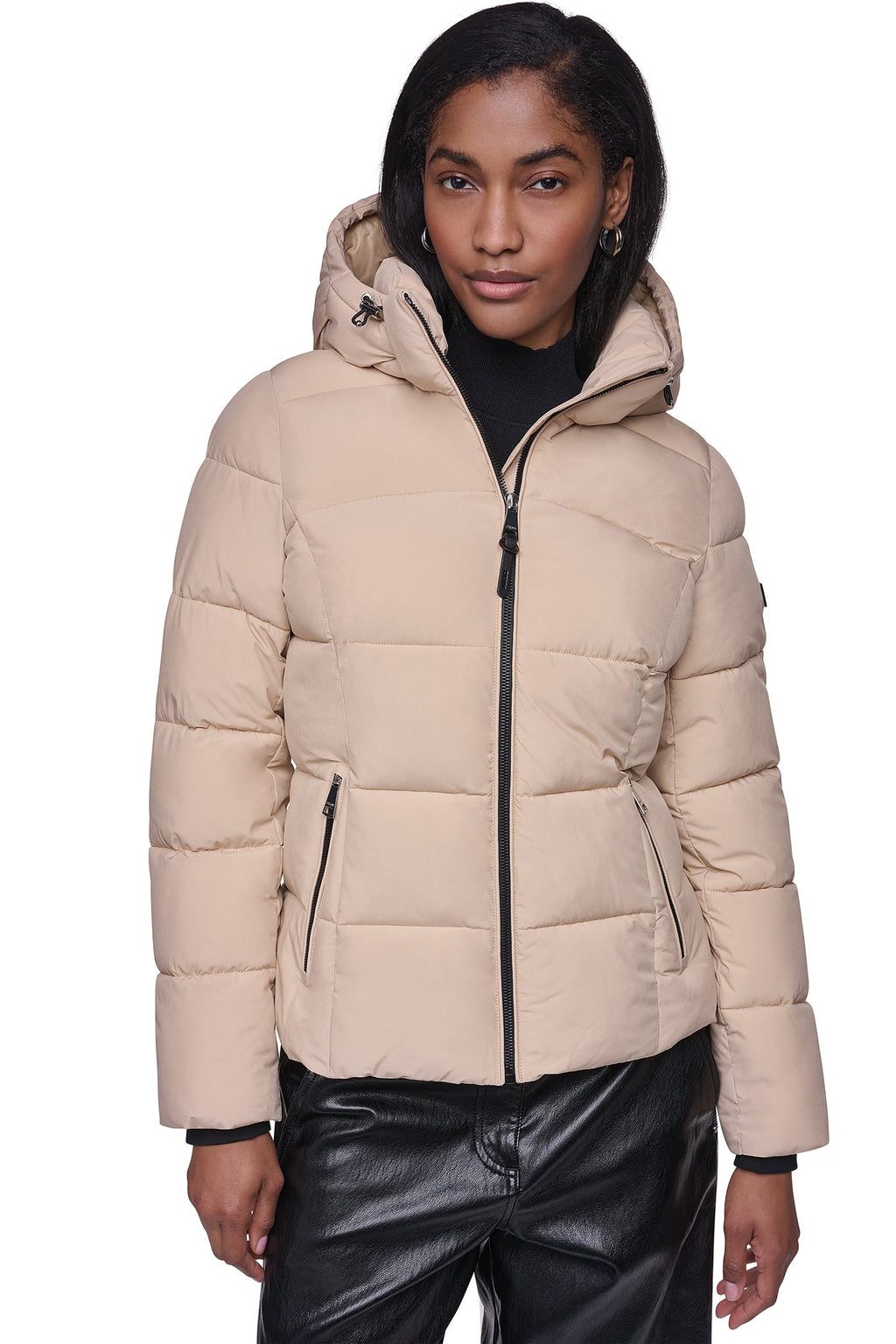 STRETCH HOODED PUFFER JACKET