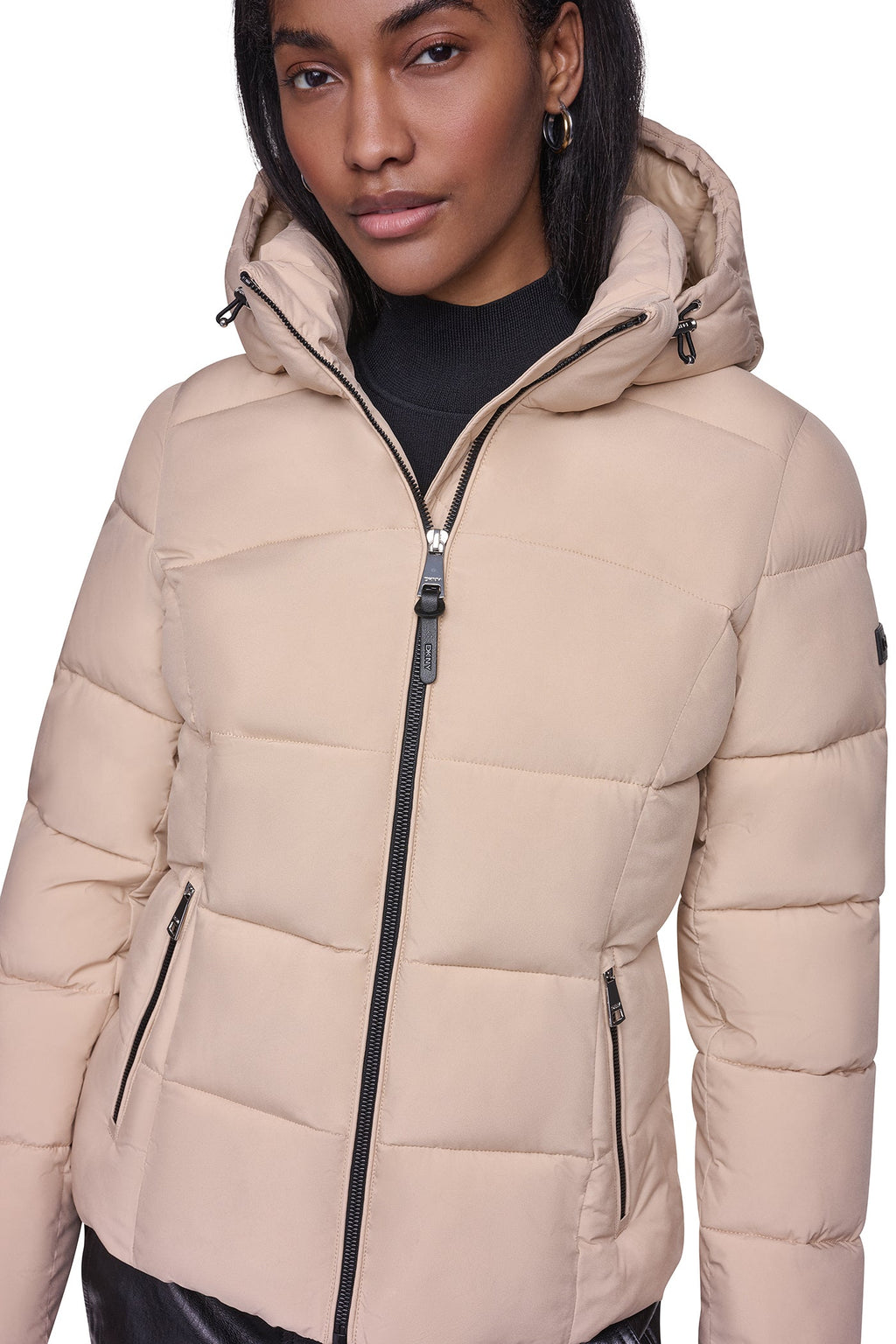 STRETCH HOODED PUFFER JACKET