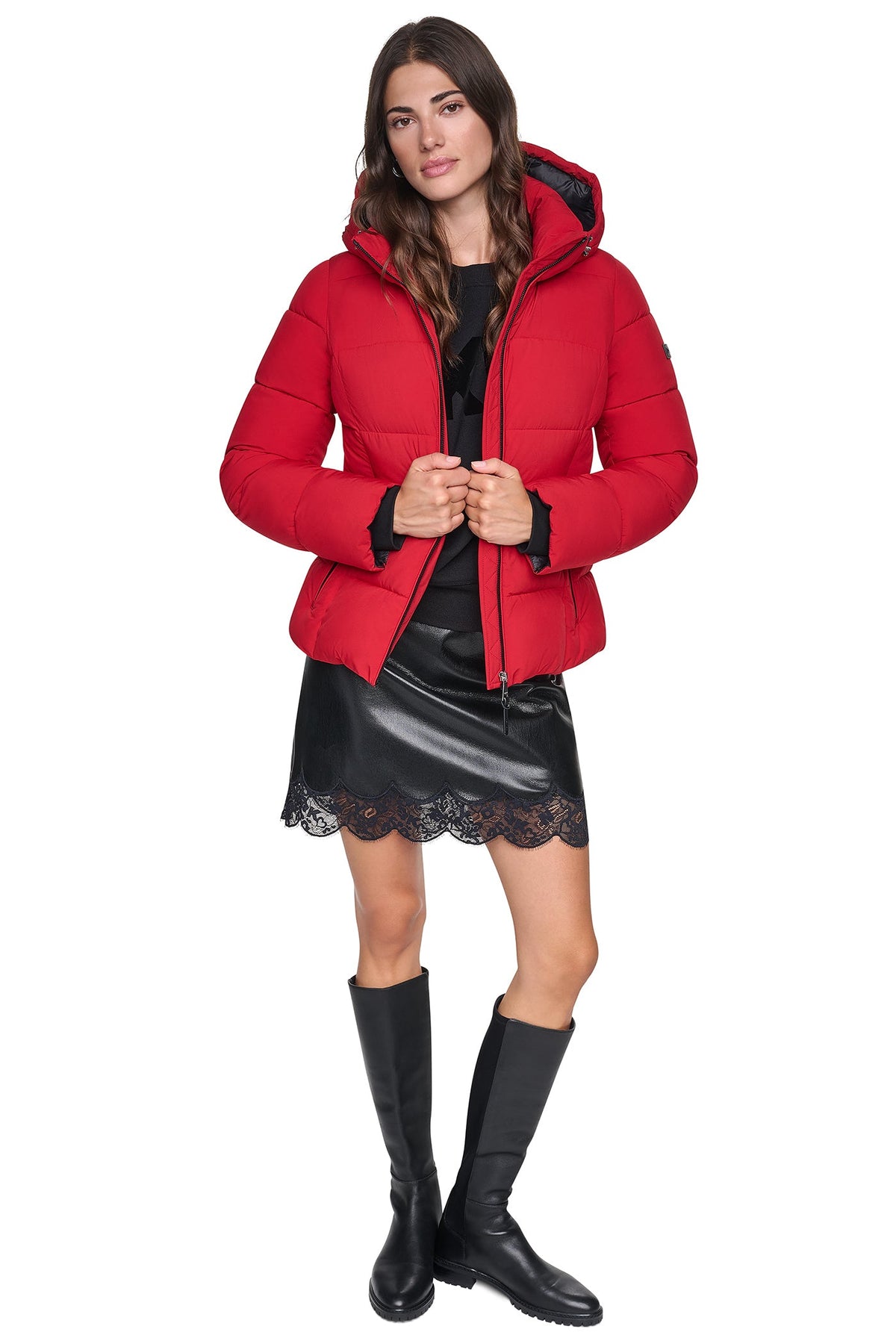 STRETCH HOODED PUFFER JACKET