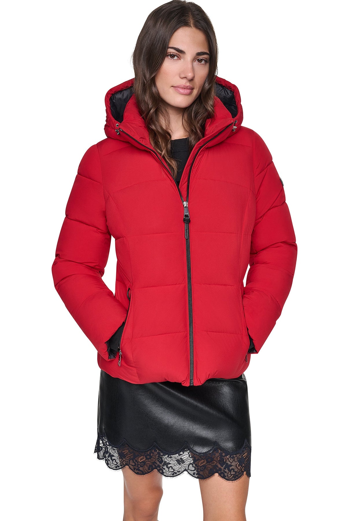 STRETCH HOODED PUFFER JACKET