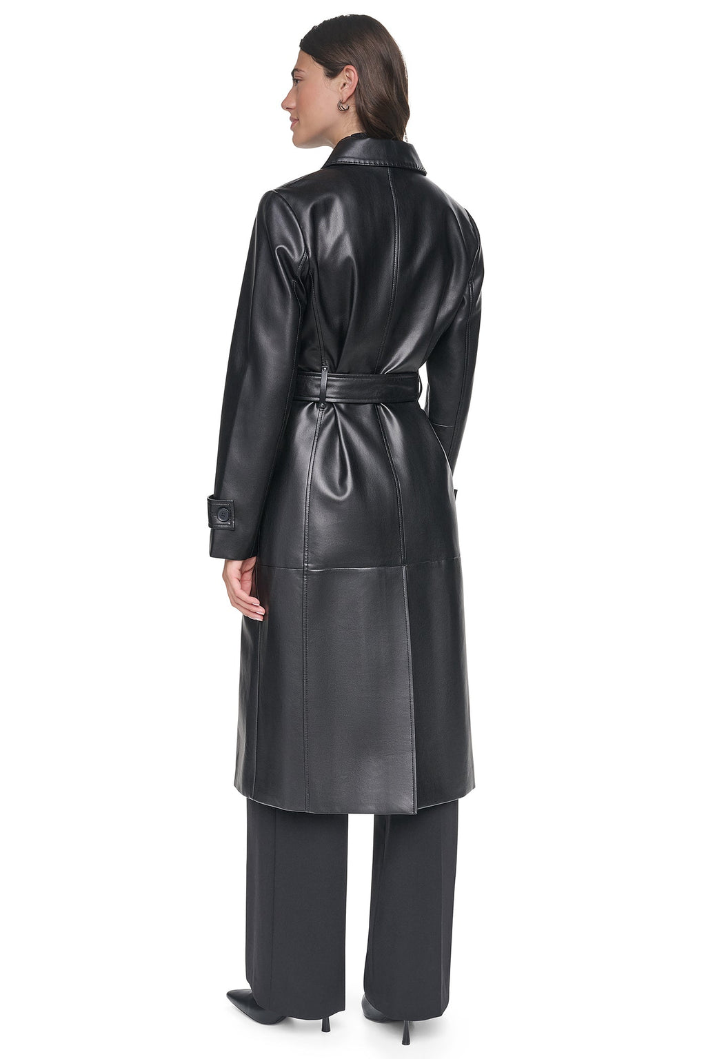VEGAN LEATHER BELTED TRENCH
