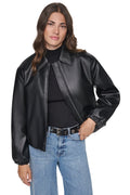 VEGAN LEATHER BUBBLE HEM JACKET