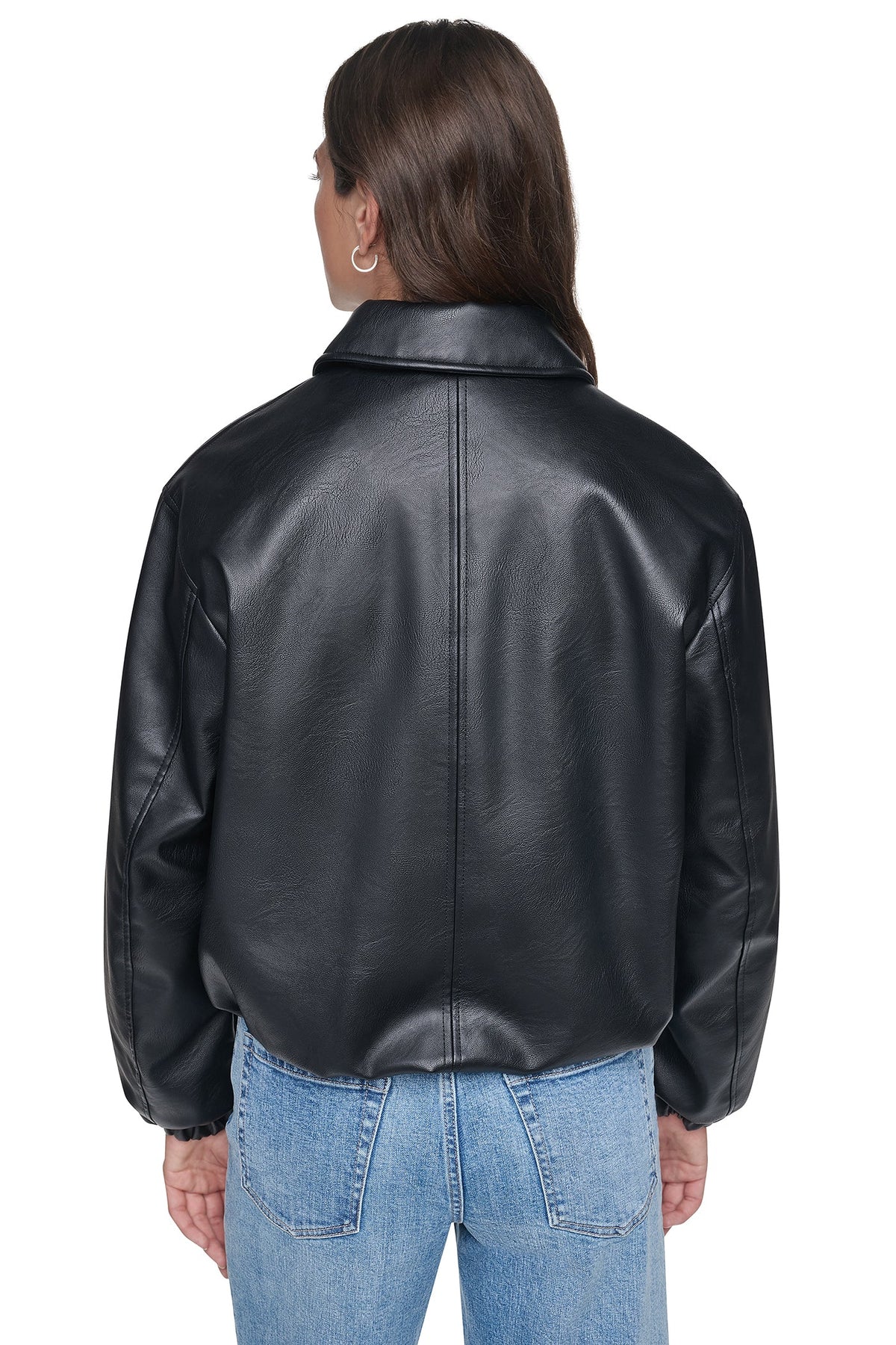 VEGAN LEATHER BUBBLE HEM JACKET