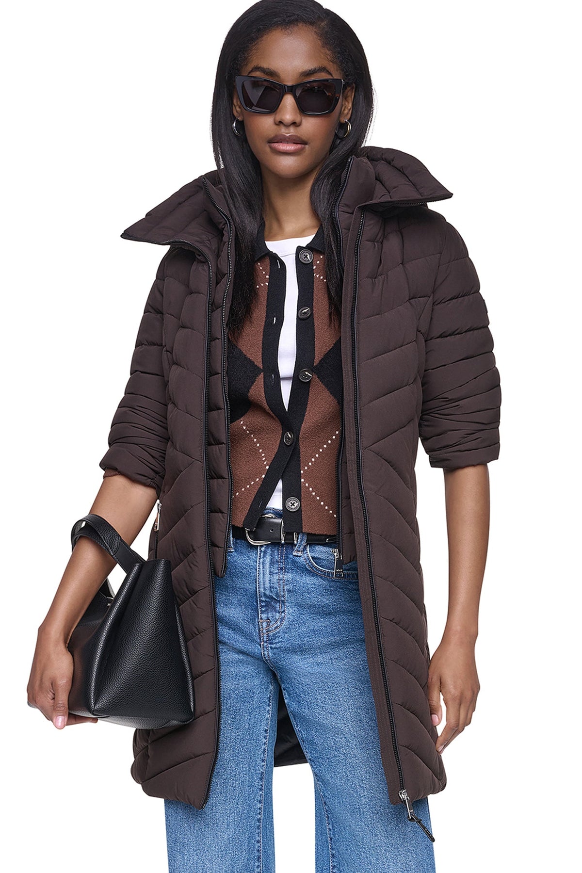 BIB FRONT HOODED PUFFER
