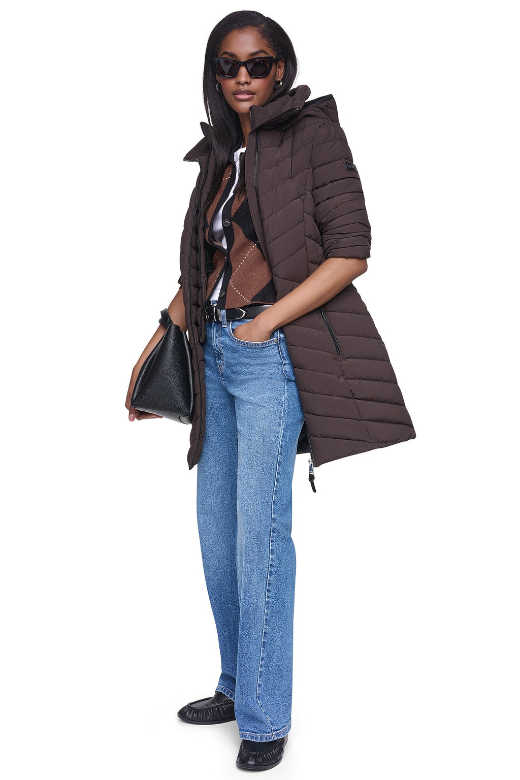 BIB FRONT HOODED PUFFER