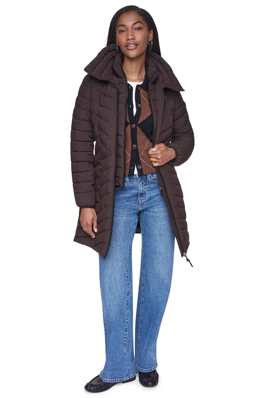 BIB FRONT HOODED PUFFER