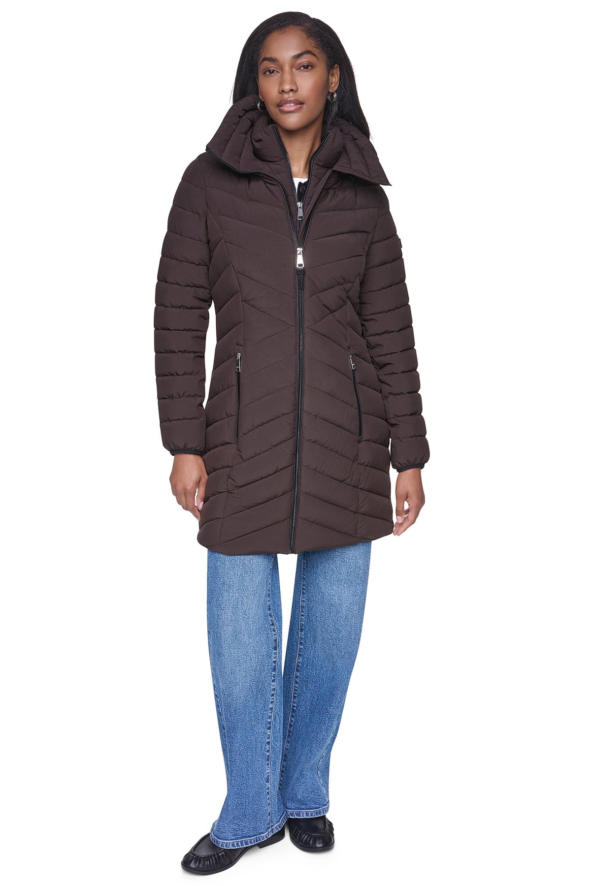BIB FRONT HOODED PUFFER
