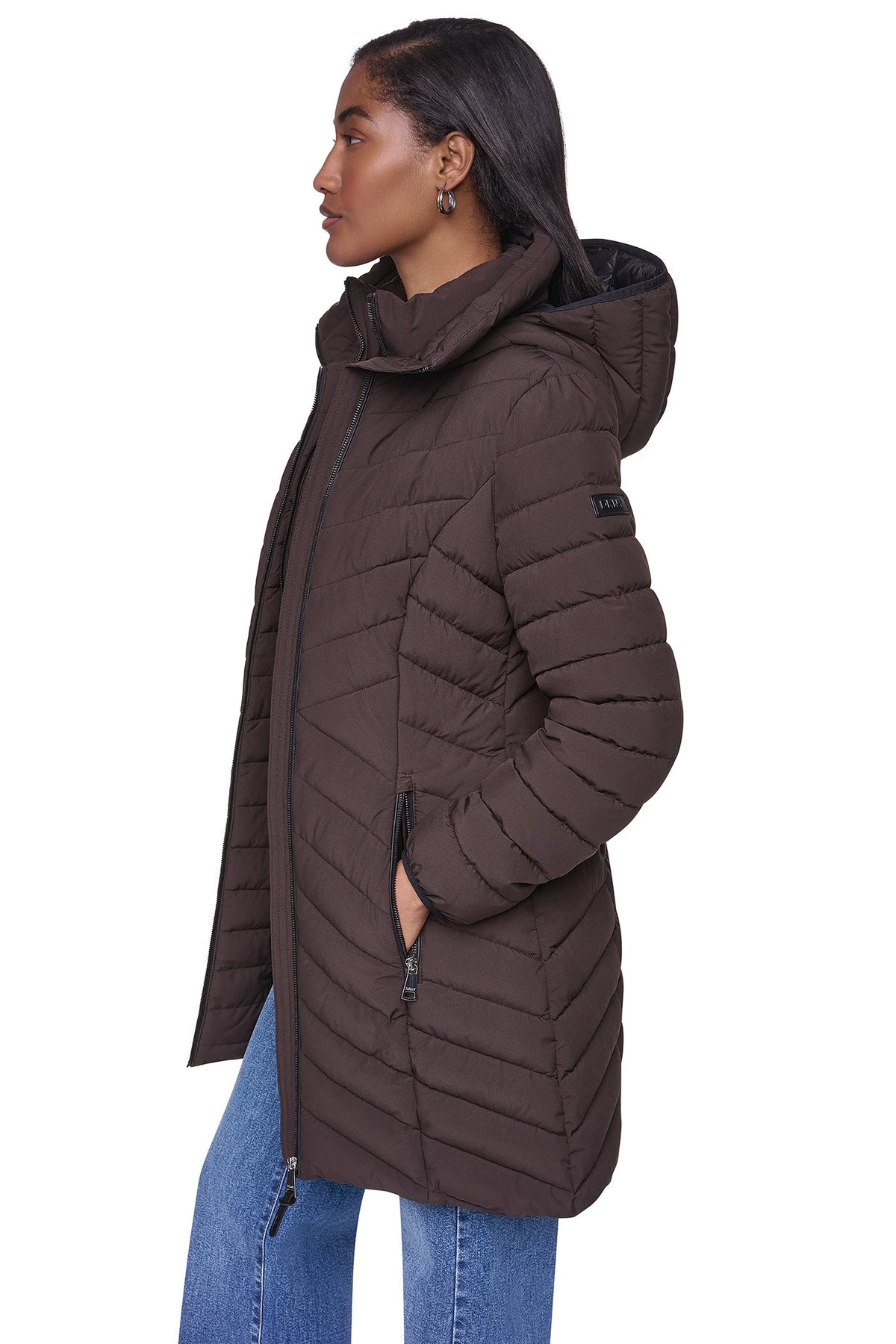 BIB FRONT HOODED PUFFER