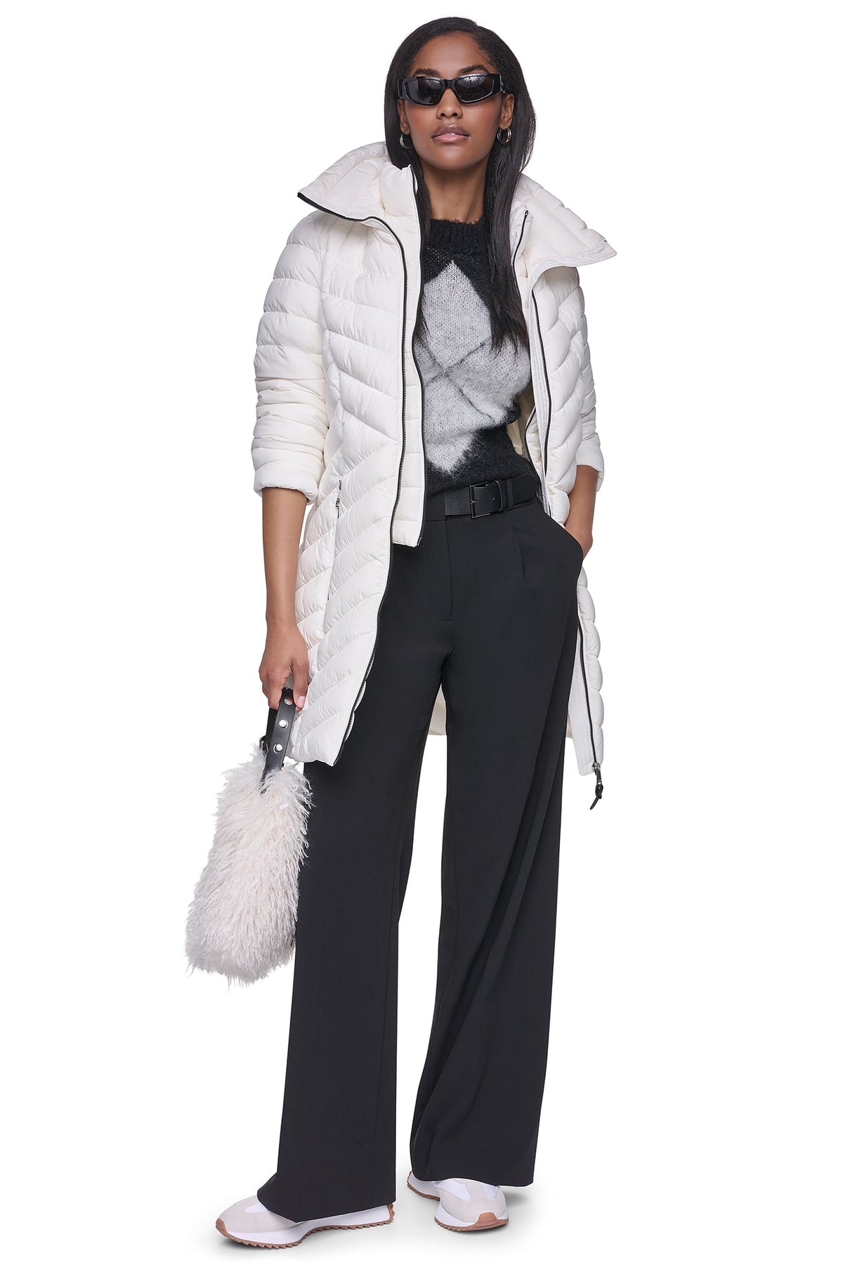 BIB FRONT HOODED PUFFER