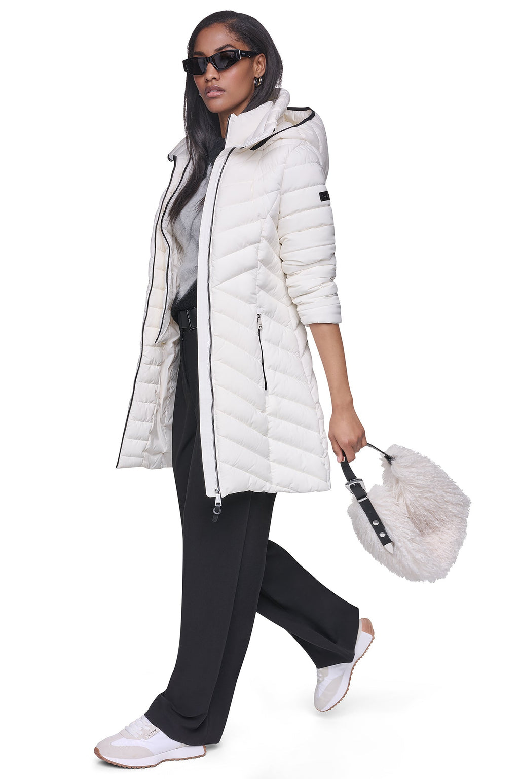 BIB FRONT HOODED PUFFER