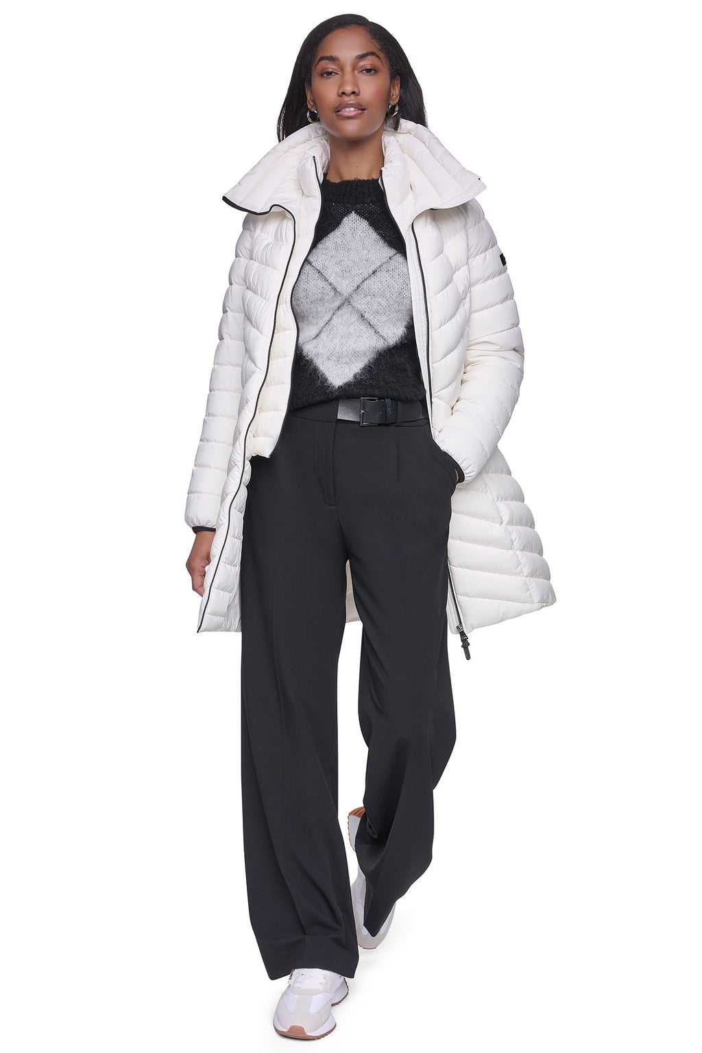 BIB FRONT HOODED PUFFER