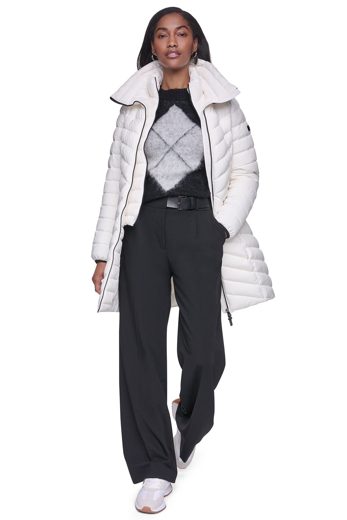 BIB FRONT HOODED PUFFER
