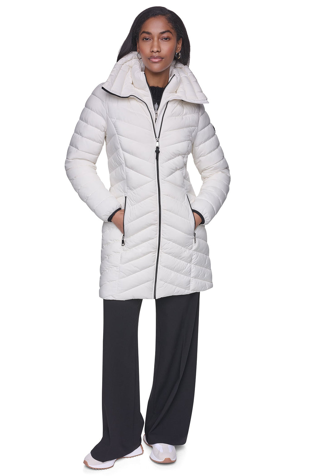 BIB FRONT HOODED PUFFER
