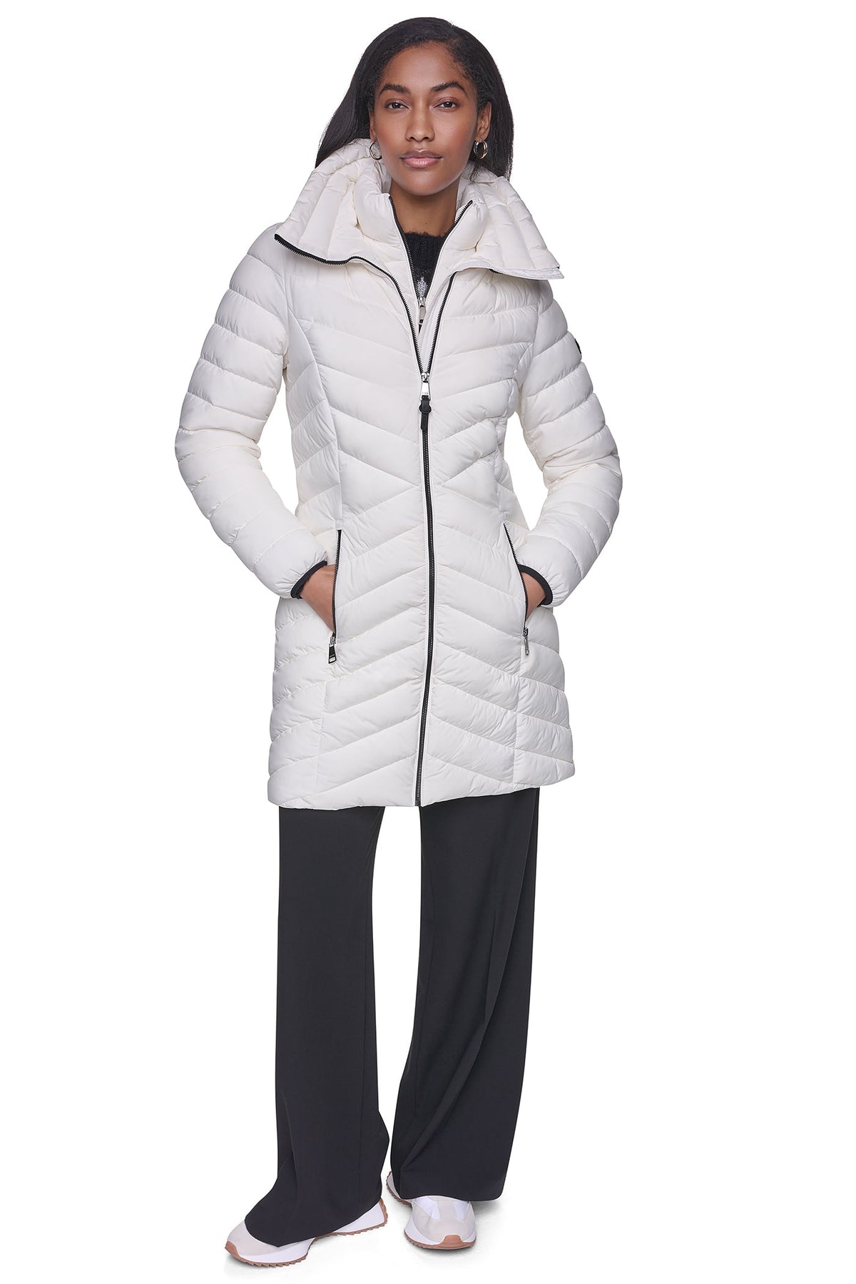 BIB FRONT HOODED PUFFER