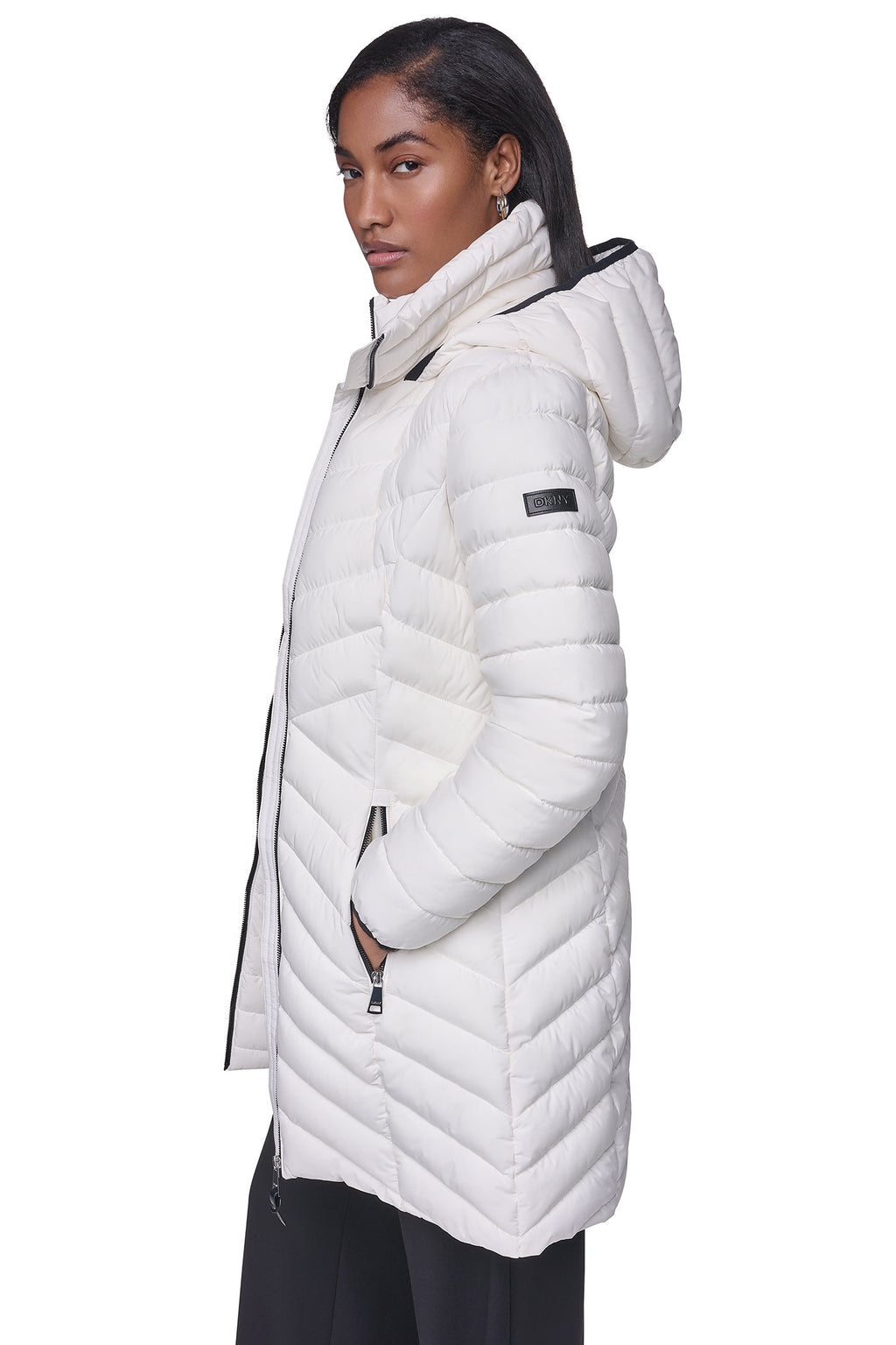 BIB FRONT HOODED PUFFER