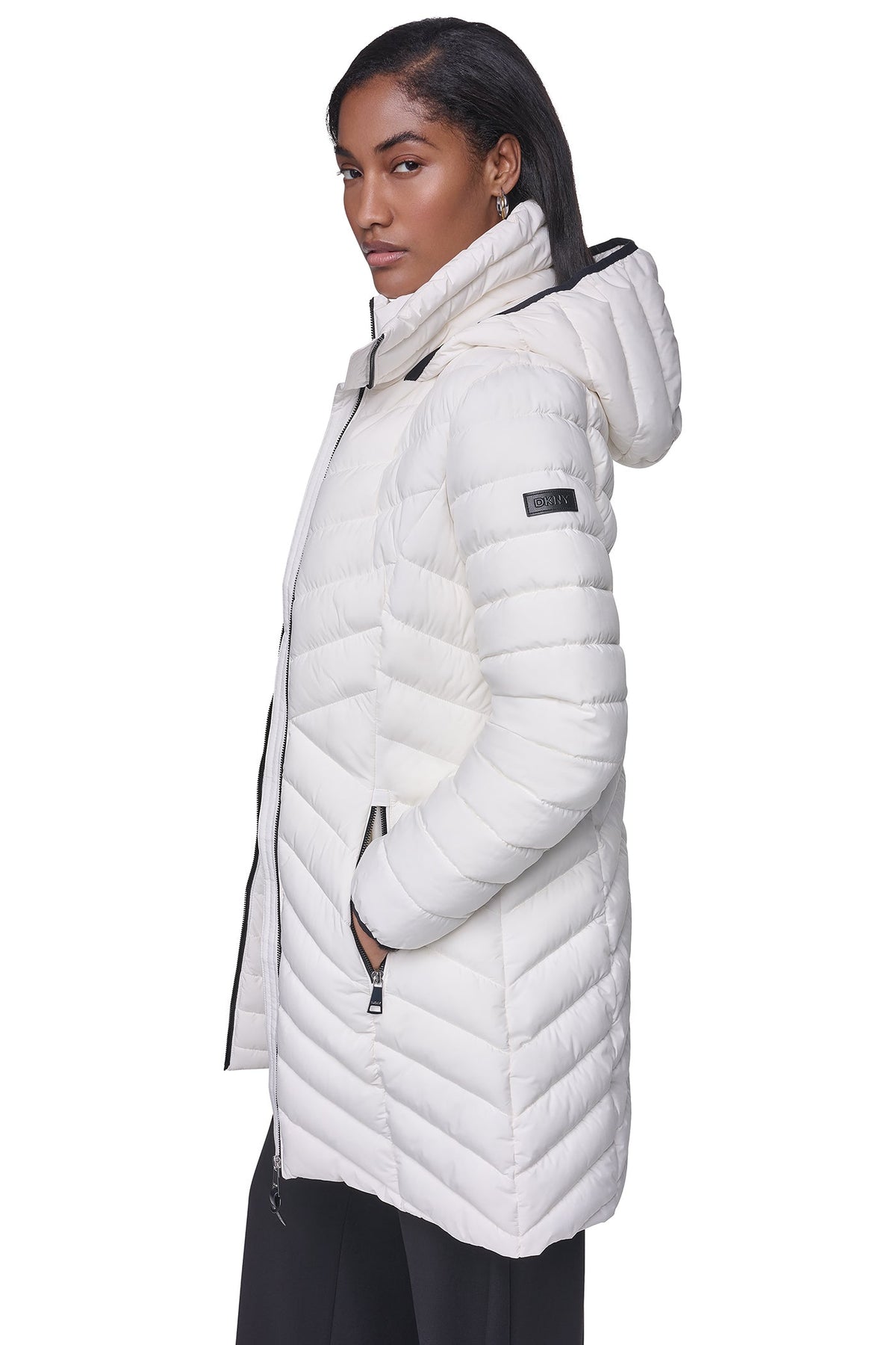 BIB FRONT HOODED PUFFER