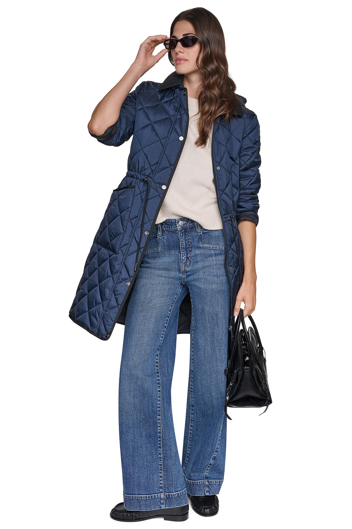 CORDUROY COLLAR HOODED QUILTED COAT