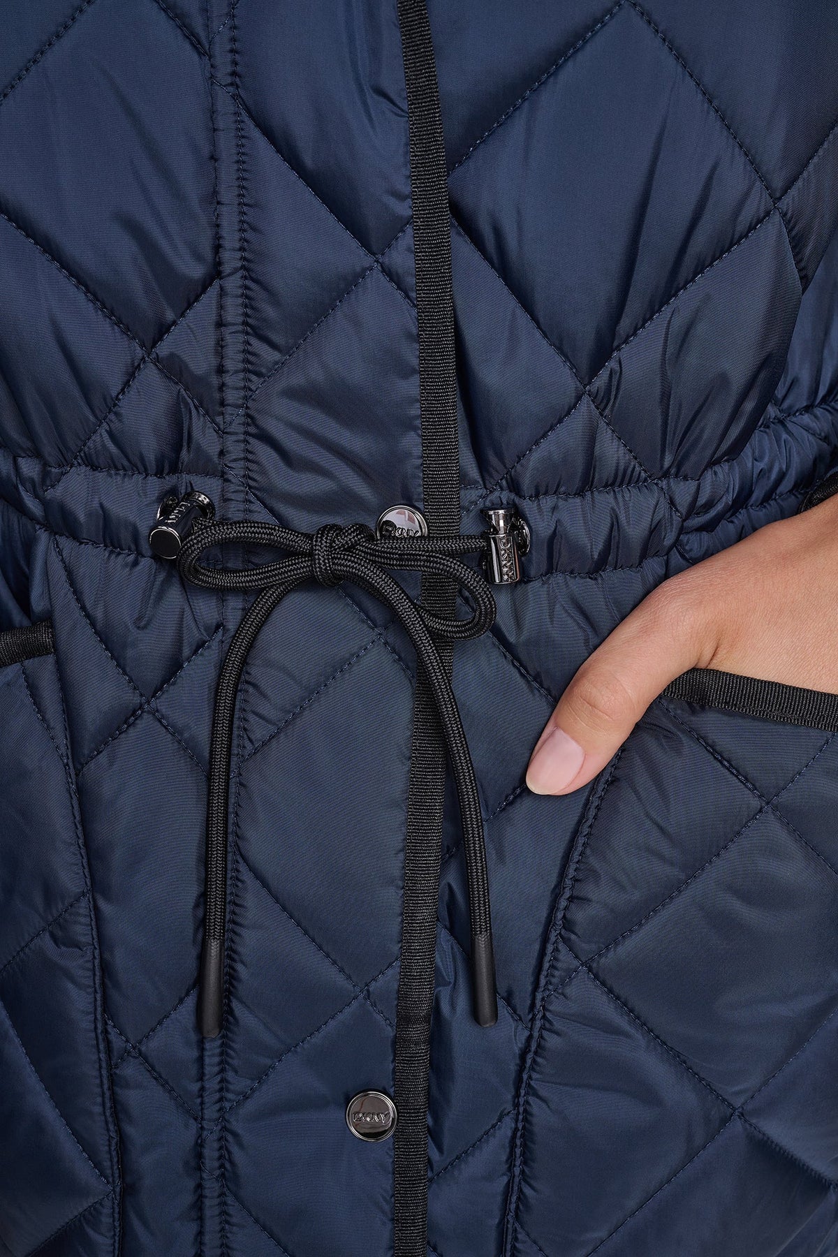 CORDUROY COLLAR HOODED QUILTED COAT