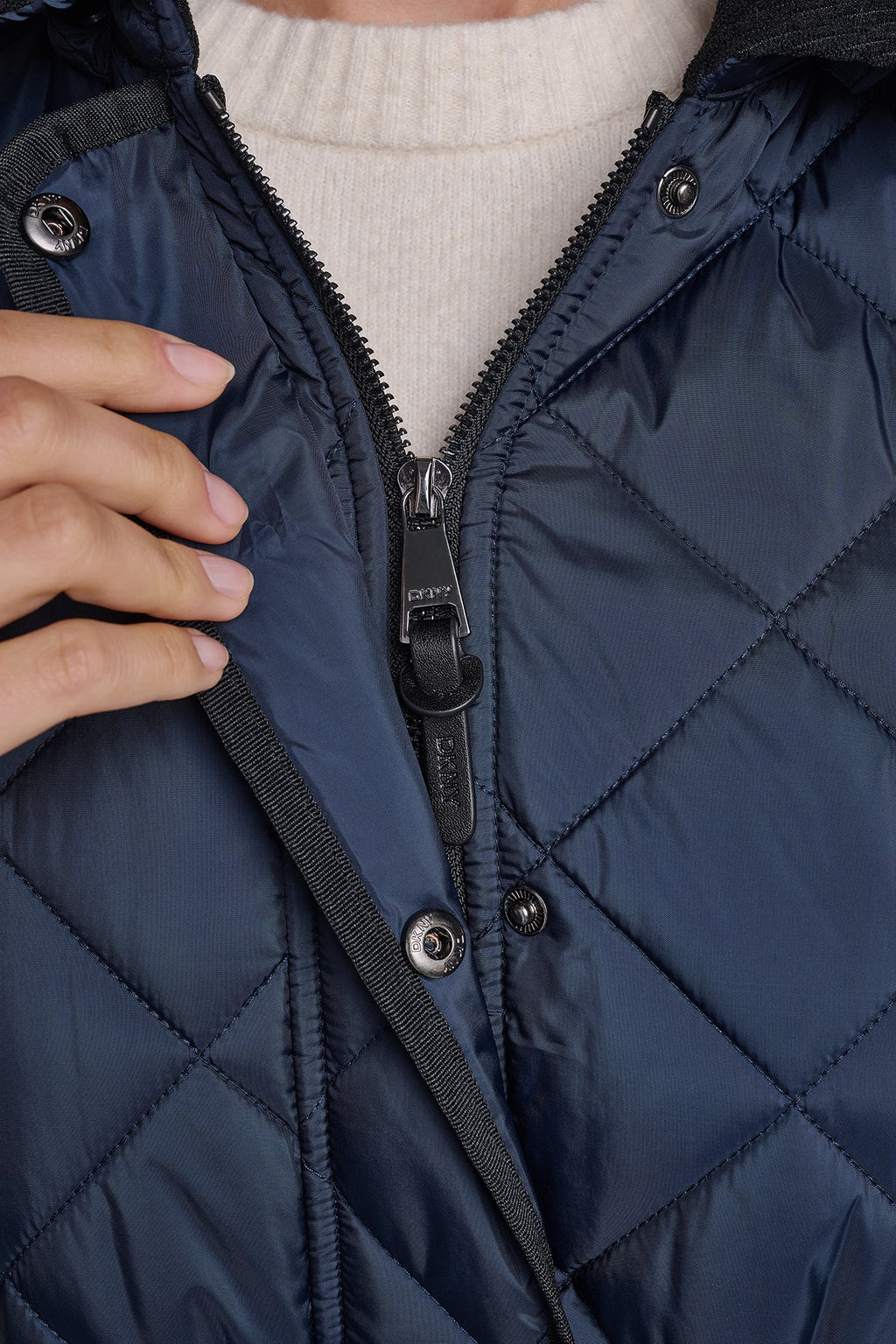 CORDUROY COLLAR HOODED QUILTED COAT
