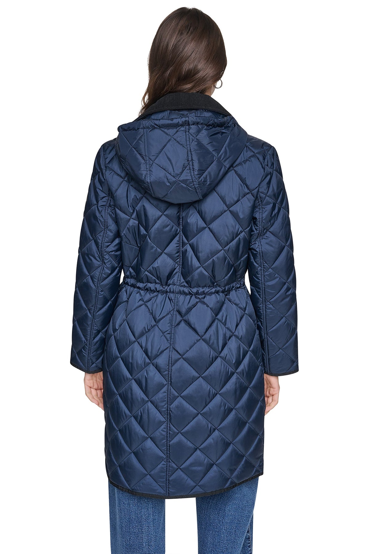 CORDUROY COLLAR HOODED QUILTED COAT