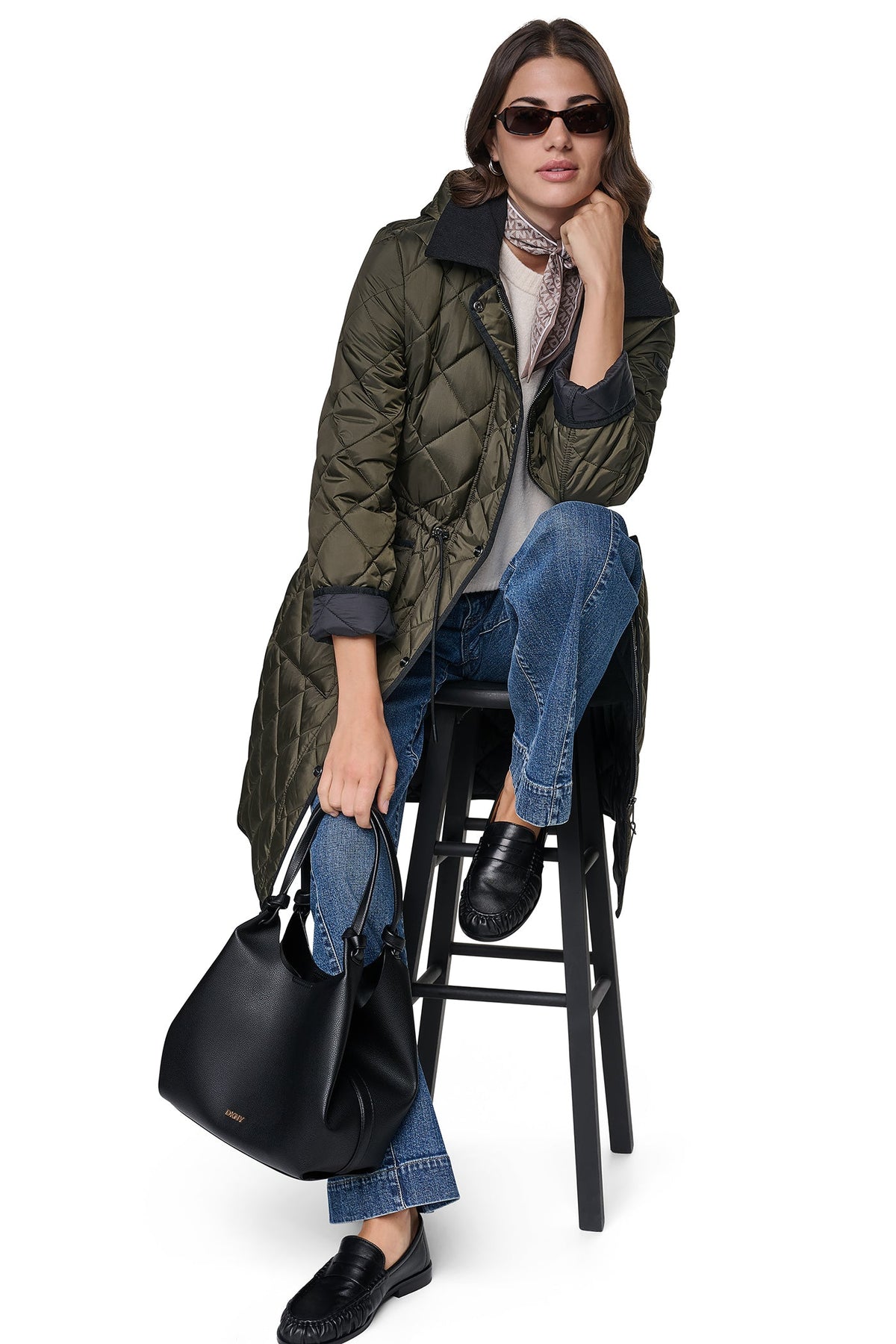 CORDUROY COLLAR HOODED QUILTED COAT