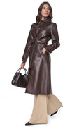 VEGAN LEATHER BELTED TRENCH