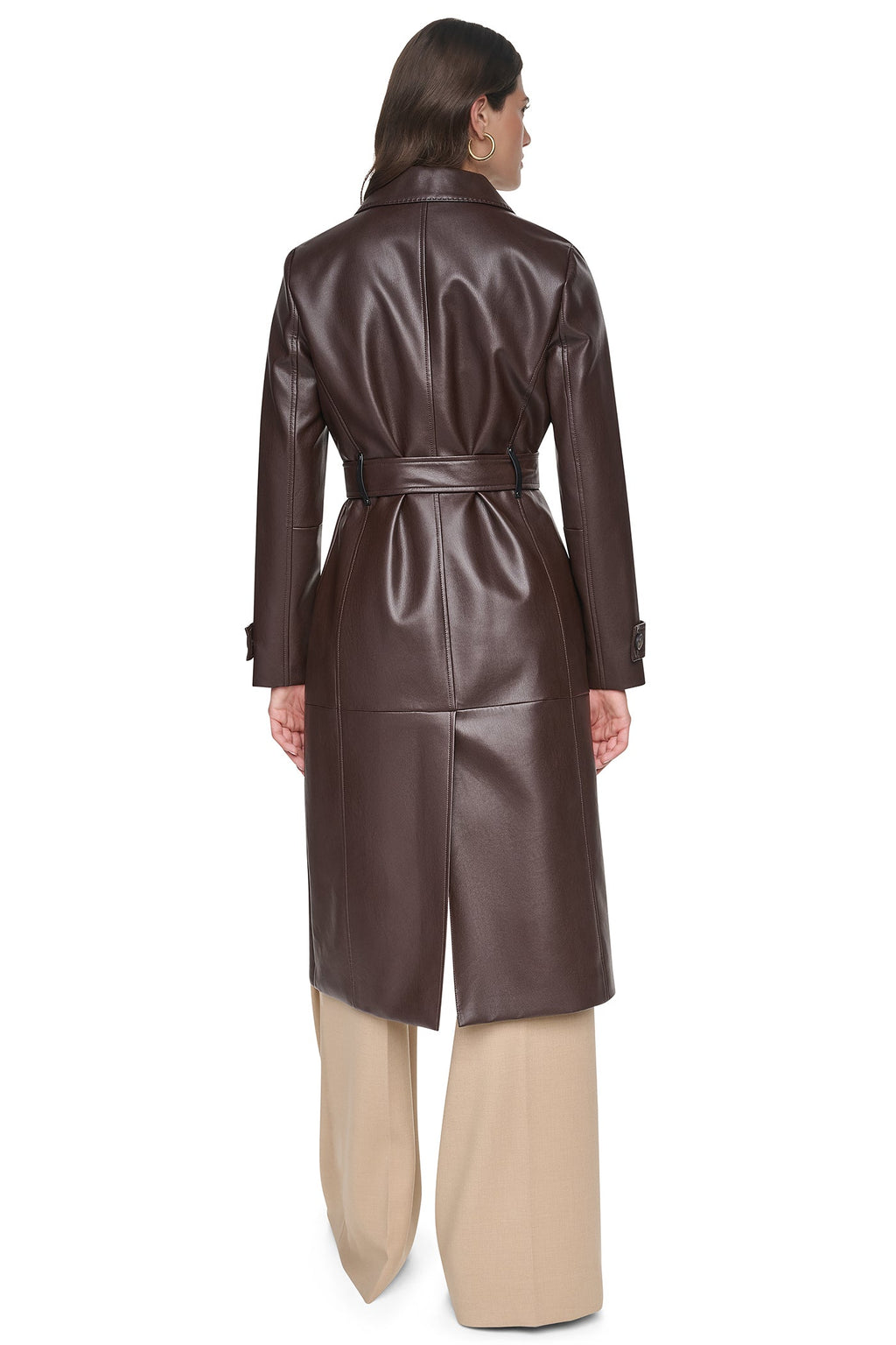 VEGAN LEATHER BELTED TRENCH