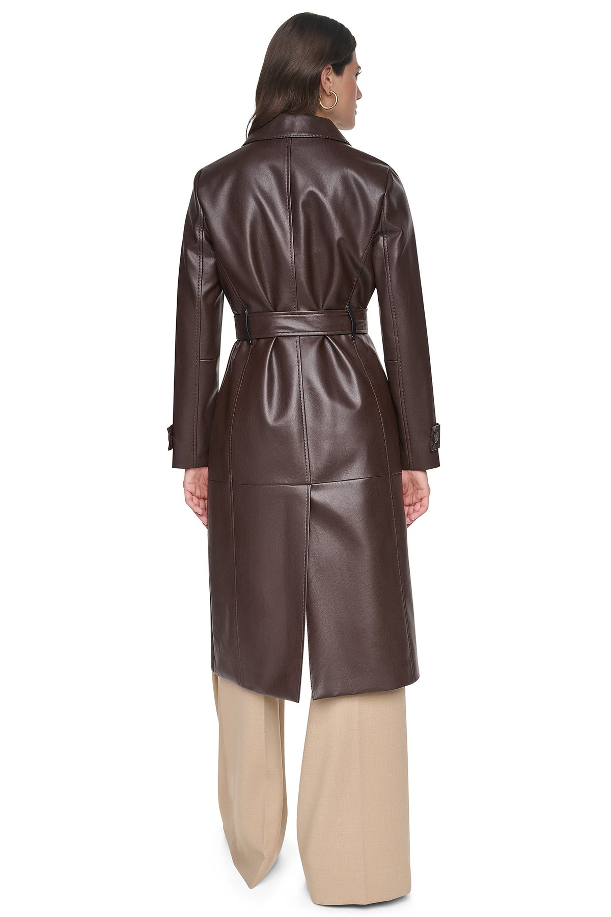 VEGAN LEATHER BELTED TRENCH