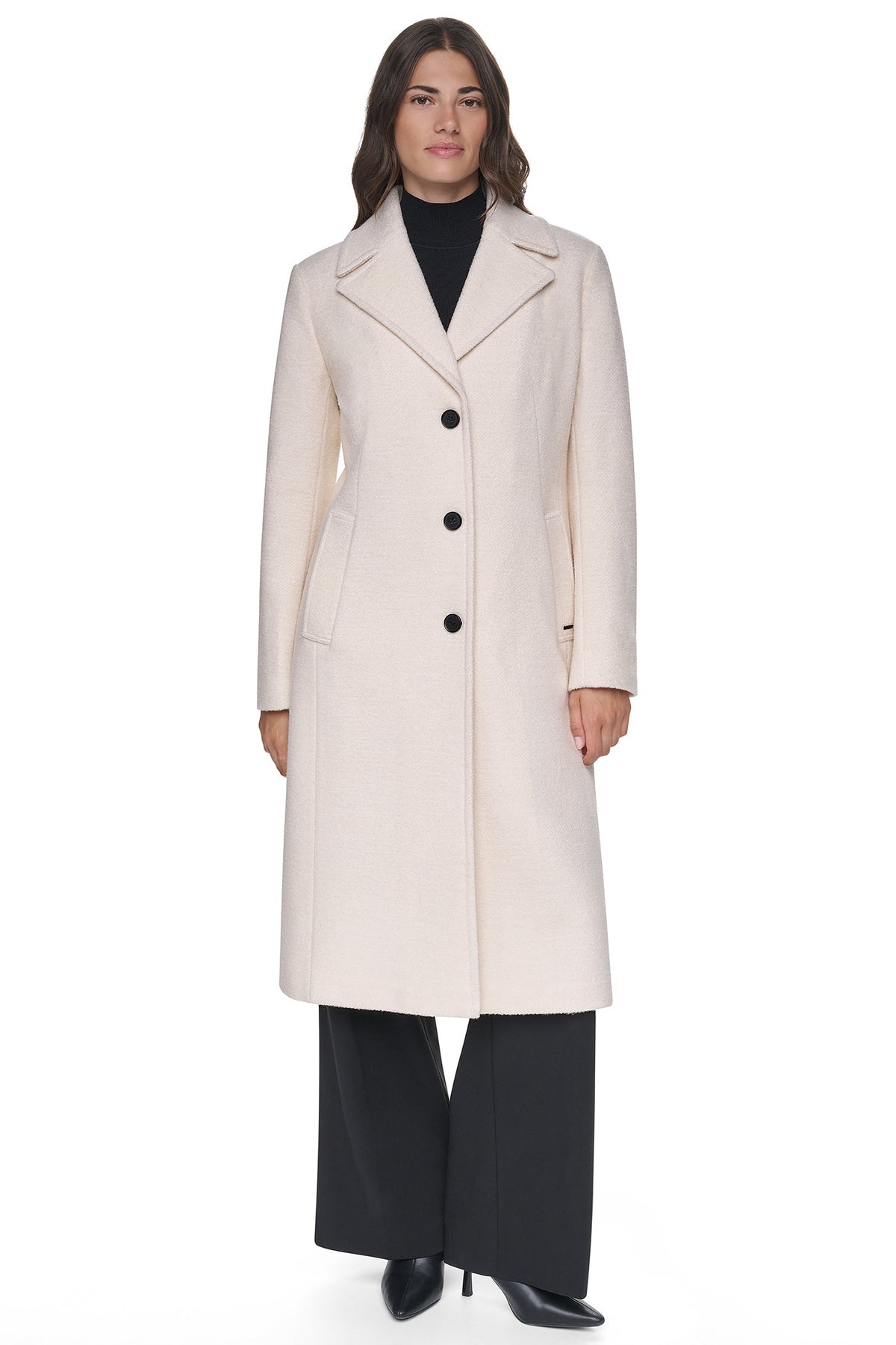 SINGLE BREASTED BOUCLÉ WOOL-BLEND COAT