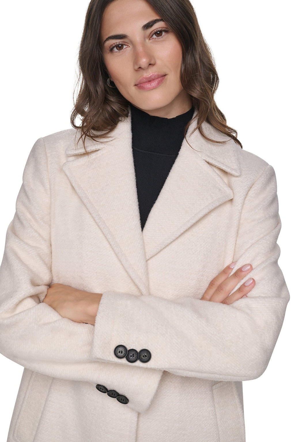 SINGLE BREASTED BOUCLÉ WOOL-BLEND COAT