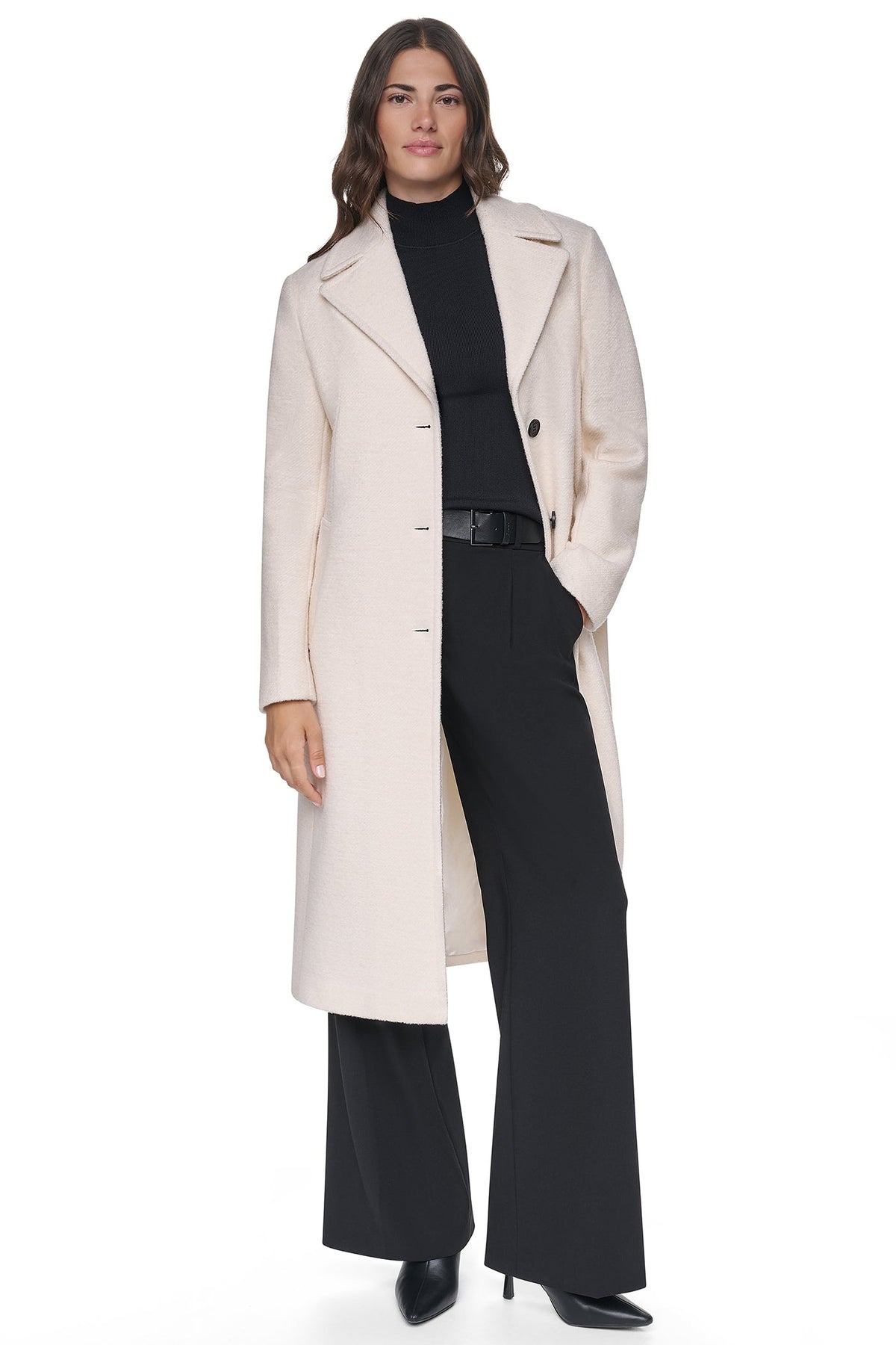 SINGLE BREASTED BOUCLÉ WOOL-BLEND COAT