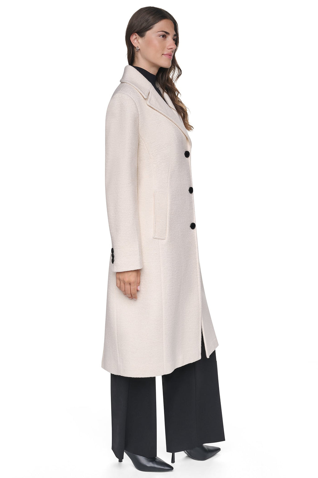 SINGLE BREASTED BOUCLÉ WOOL-BLEND COAT