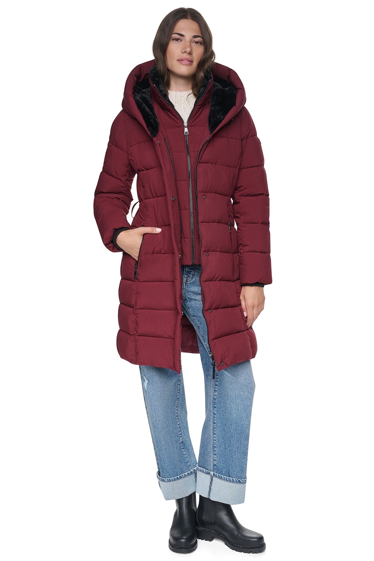 LONG BELTED LAYERED PUFFER