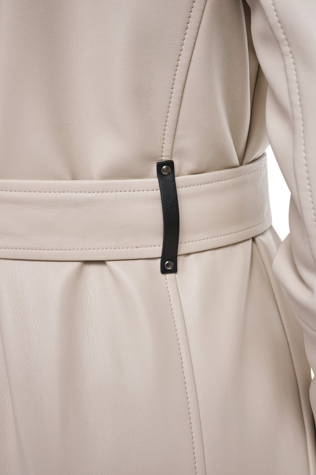 VEGAN LEATHER BELTED TRENCH