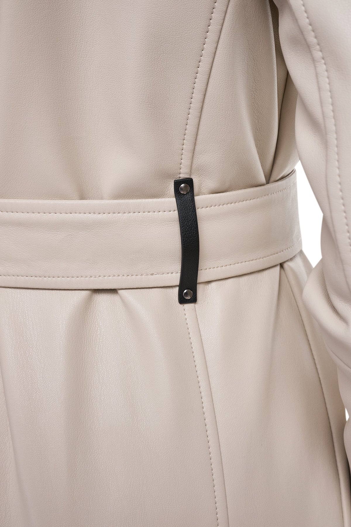 VEGAN LEATHER BELTED TRENCH