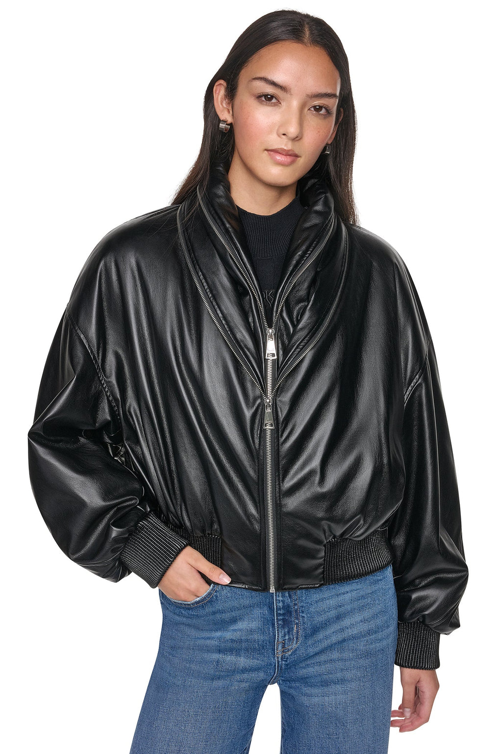 VEGAN LEATHER BOMBER JACKET