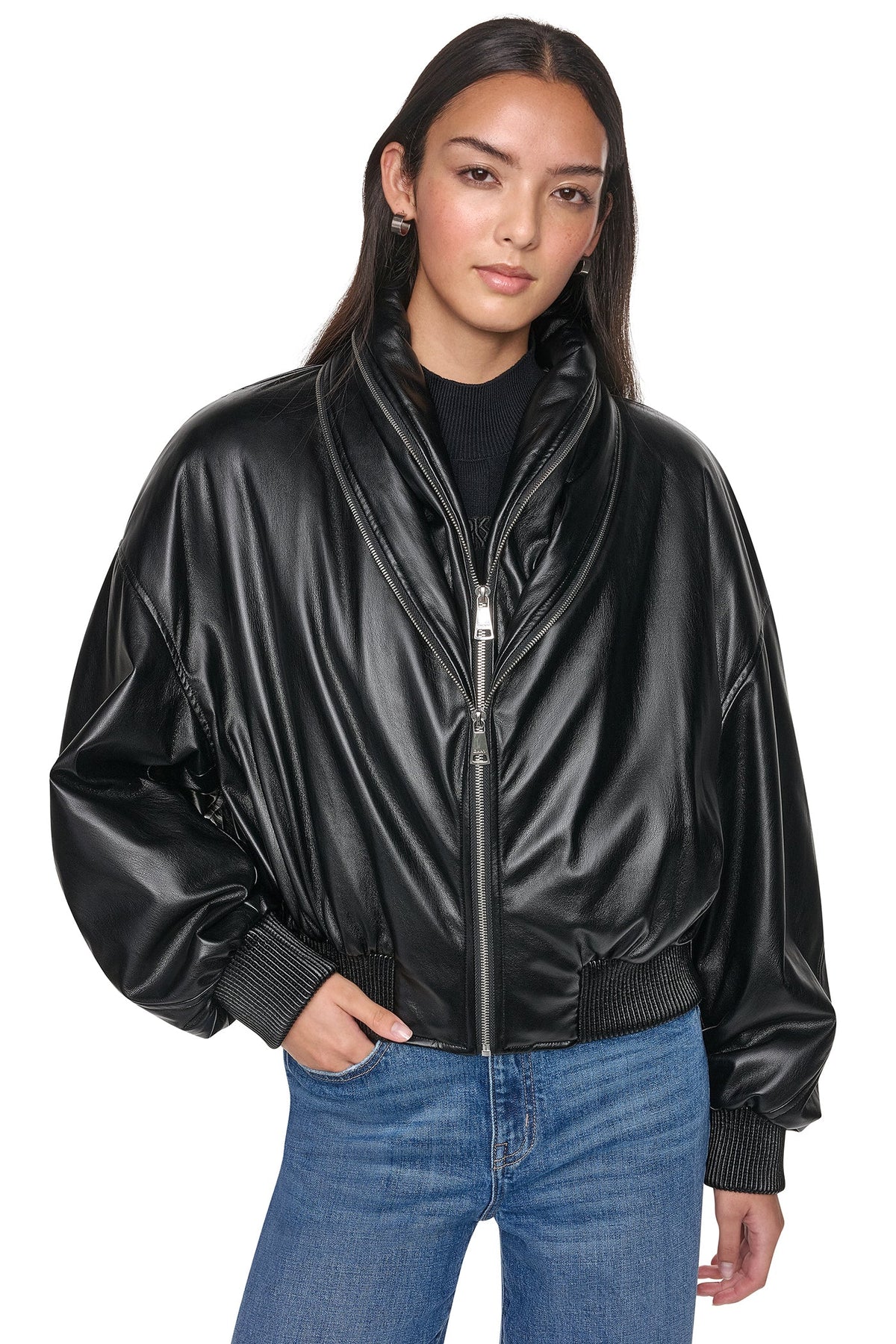 VEGAN LEATHER BOMBER JACKET