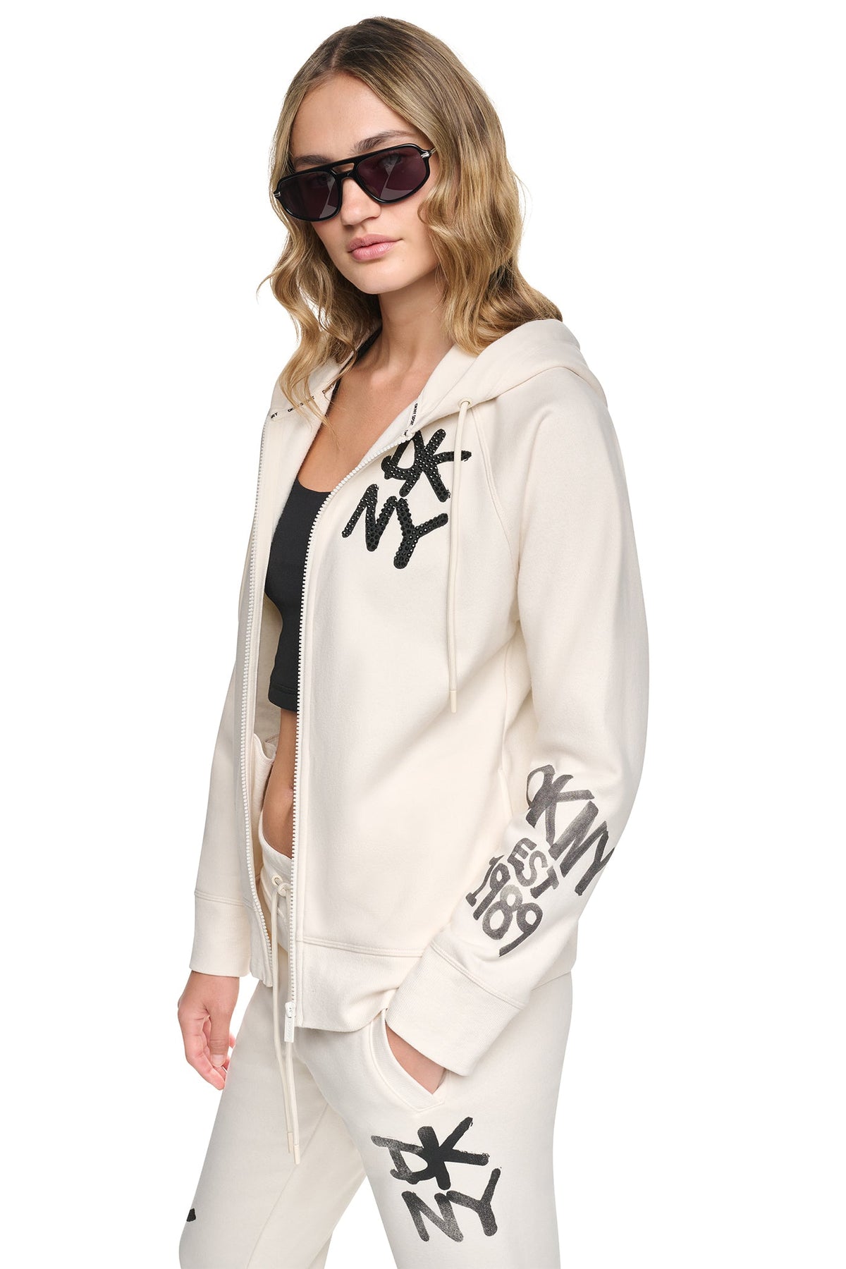 GRAFFITI RHINESTONE FULL-ZIP HOODIE