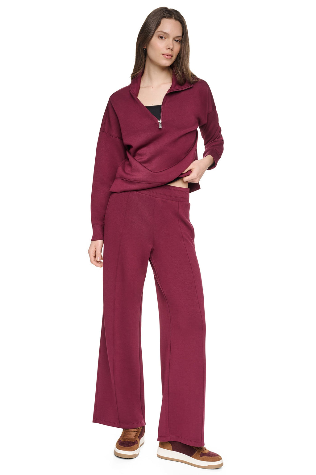 HIGH-RISE PINTUCKED WIDE-LEG PANT