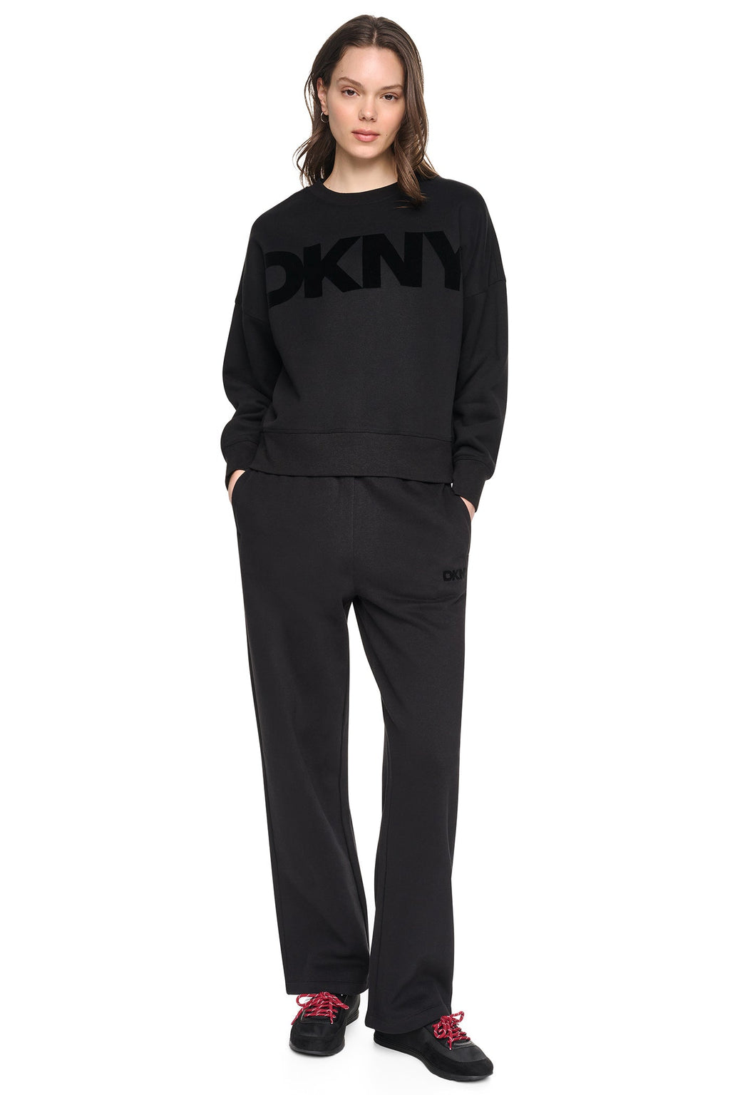 FLOCKED VARSITY LOGO SWEATSHIRT