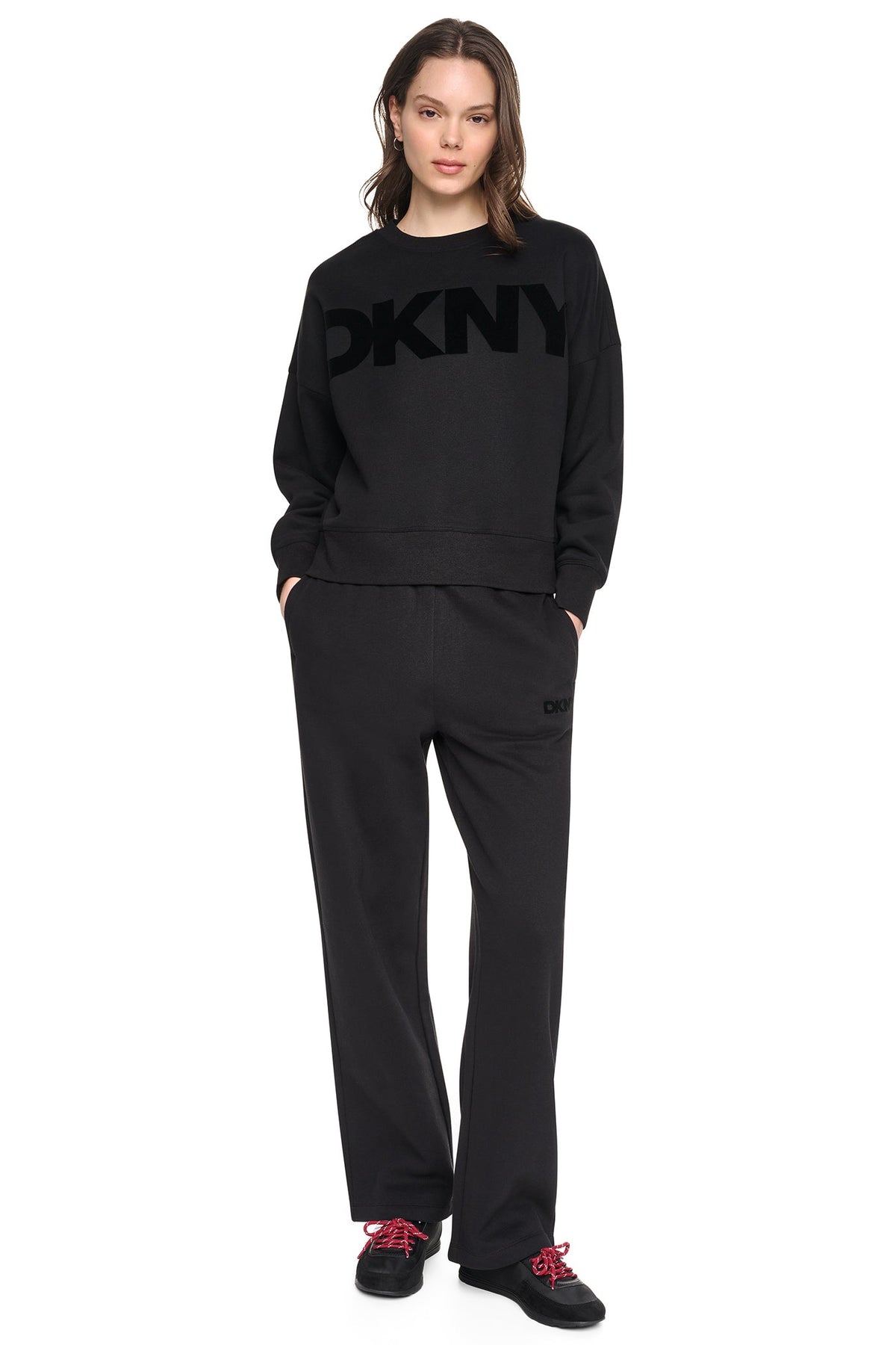 FLOCKED VARSITY LOGO SWEATSHIRT