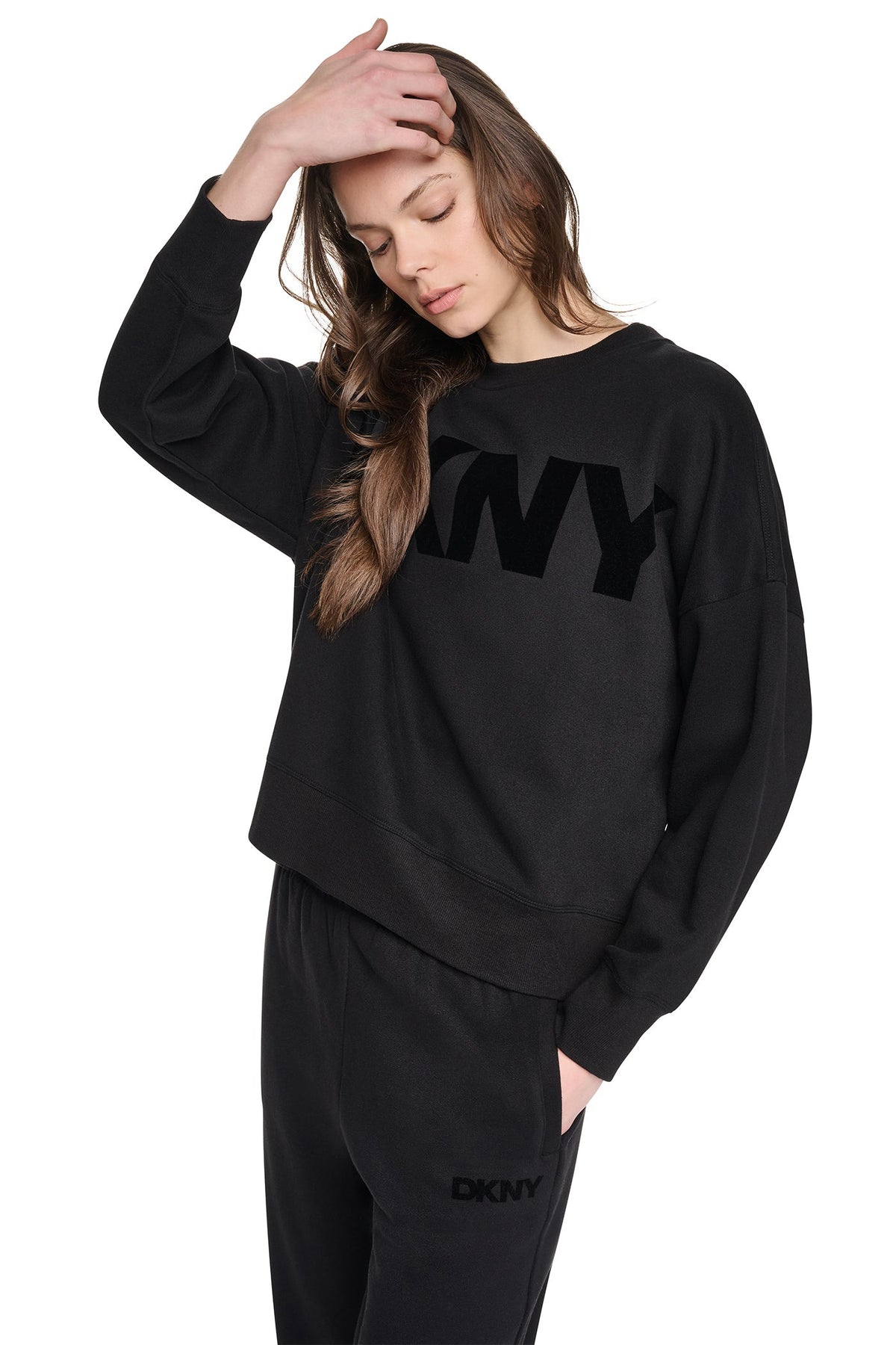 FLOCKED VARSITY LOGO SWEATSHIRT