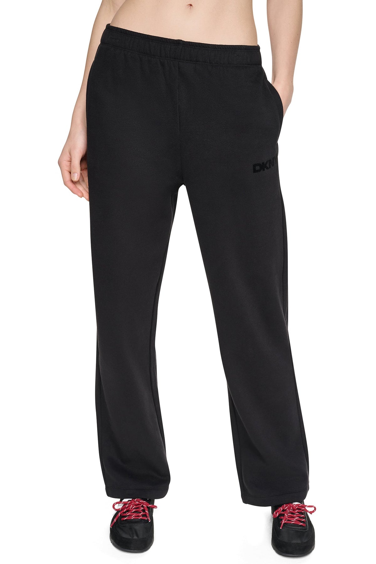 HIGH RISE FLOCKED LOGO RELAXED PANT