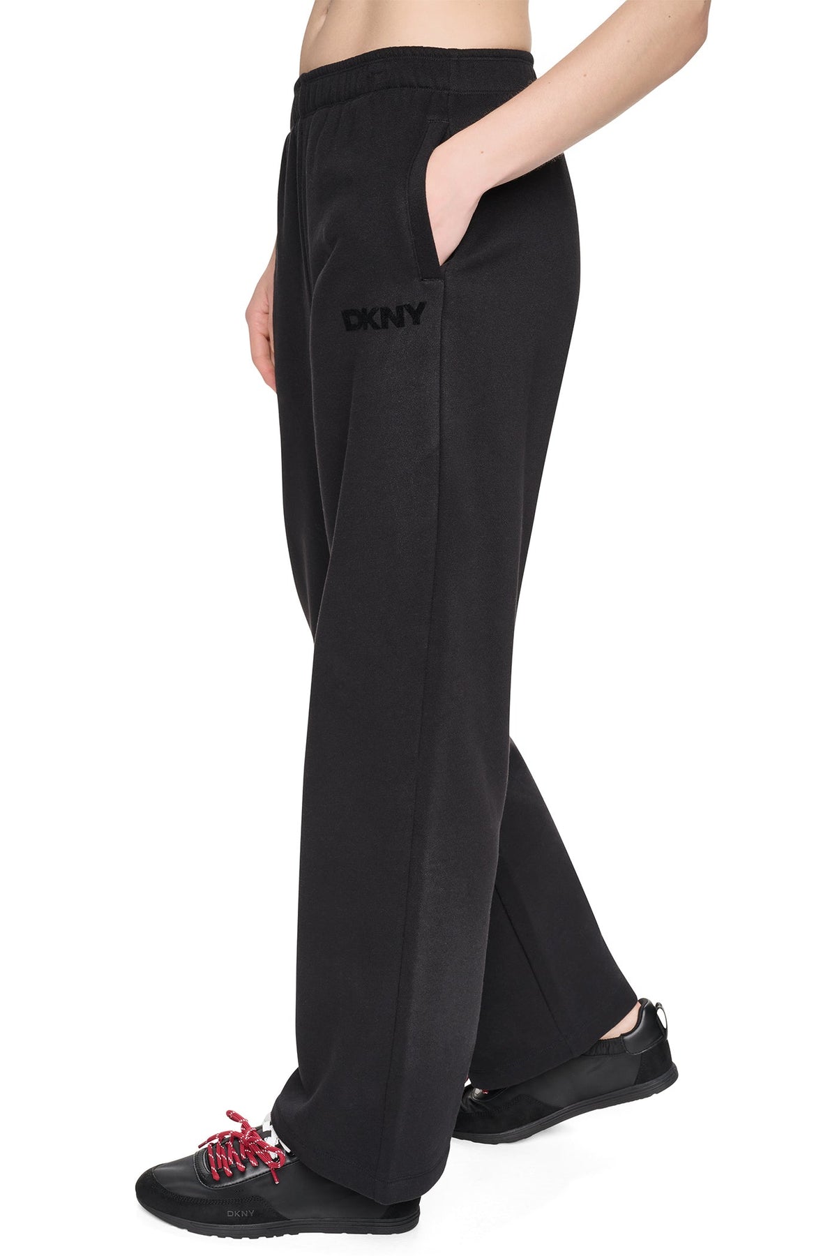 HIGH RISE FLOCKED LOGO RELAXED PANT