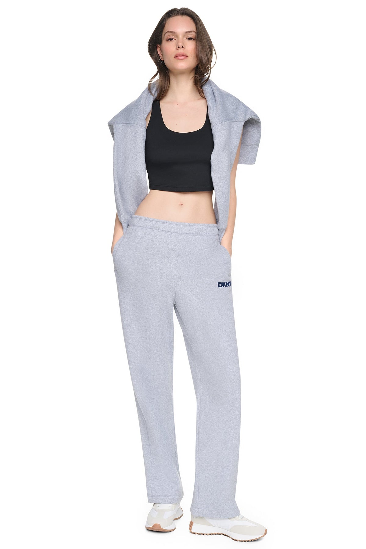HIGH RISE FLOCKED LOGO RELAXED PANT