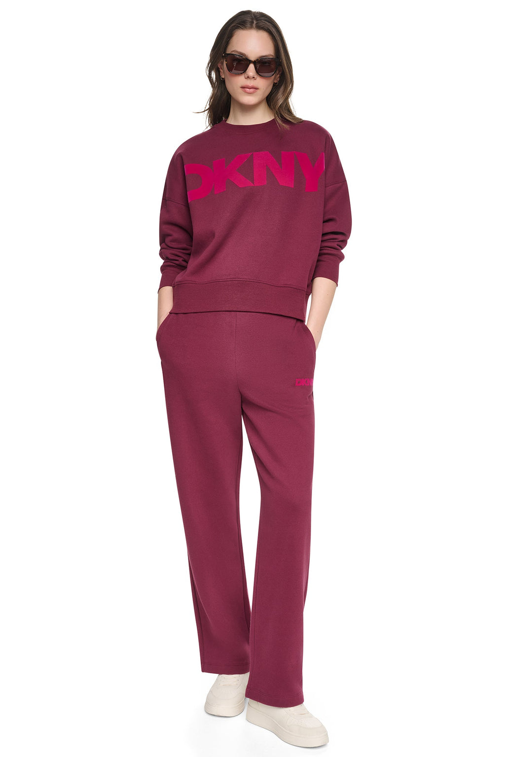 HIGH RISE FLOCKED LOGO RELAXED PANT