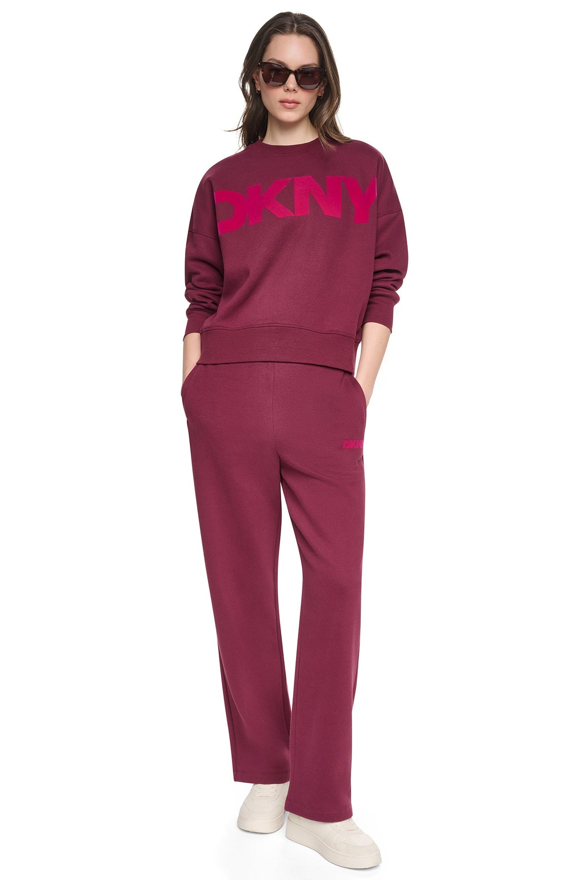 HIGH RISE FLOCKED LOGO RELAXED PANT
