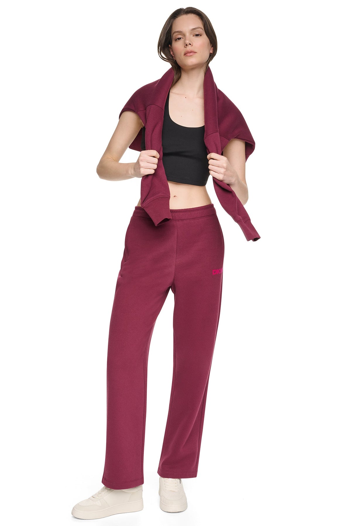 HIGH RISE FLOCKED LOGO RELAXED PANT