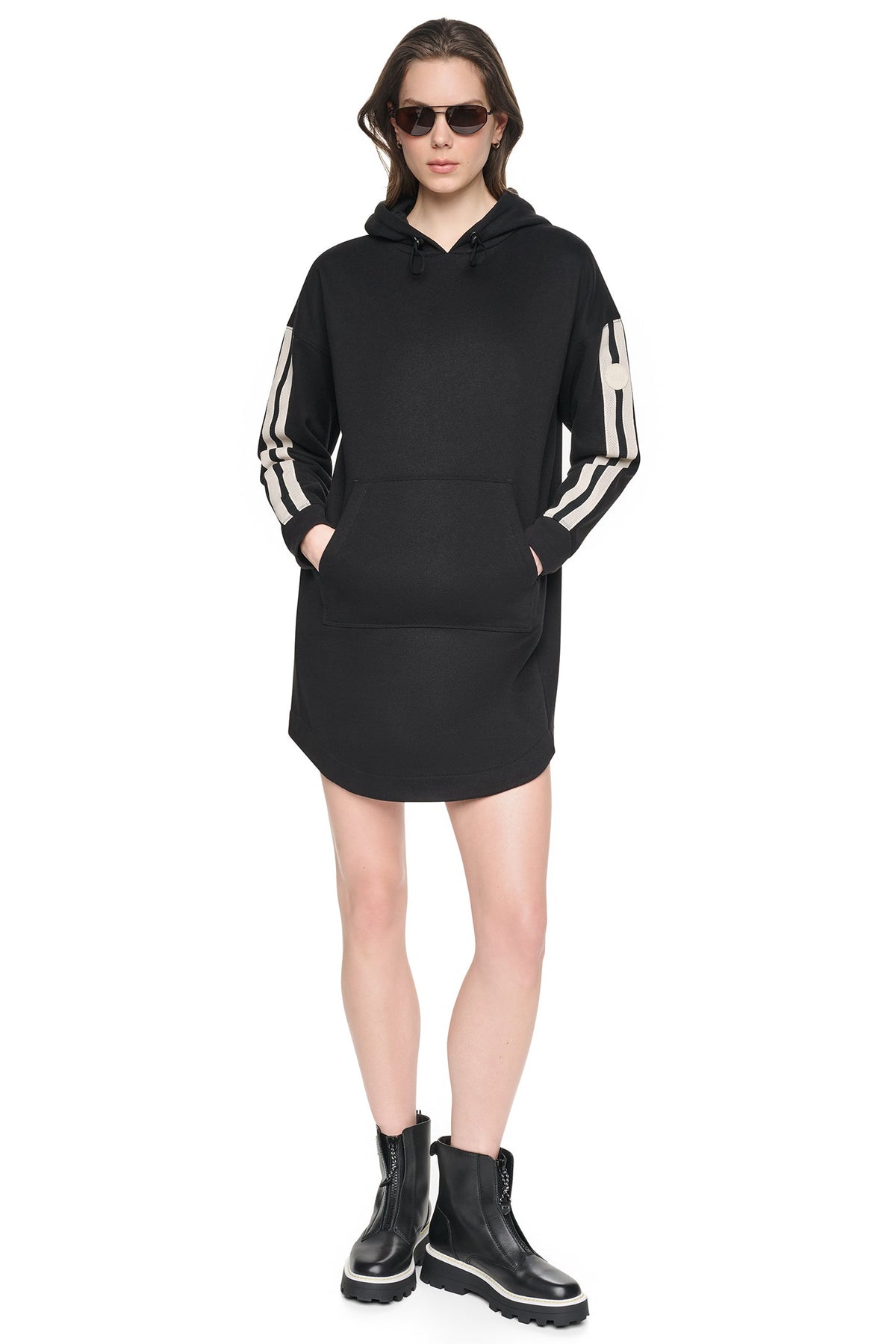 STRIPED MINI HOODIE DRESS
