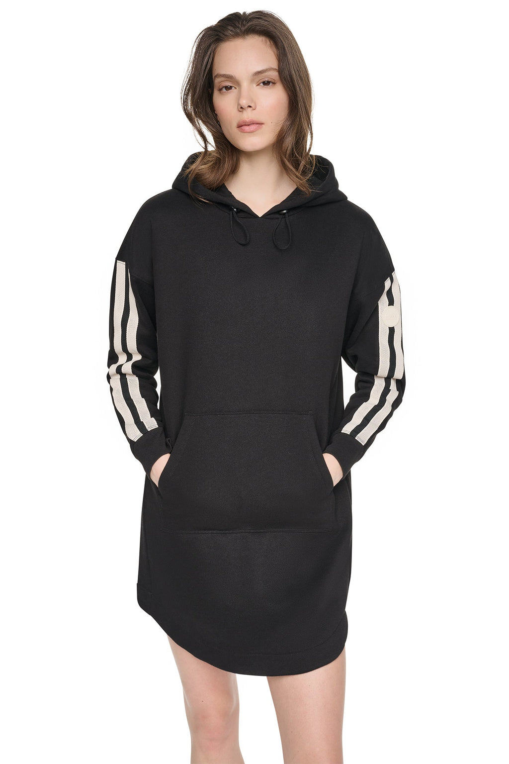 STRIPED MINI HOODIE DRESS